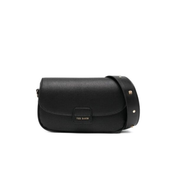Ted Baker Black Rory Leather Magnetic Snap Closure Crossbody Handbag - Picture 1 of 14